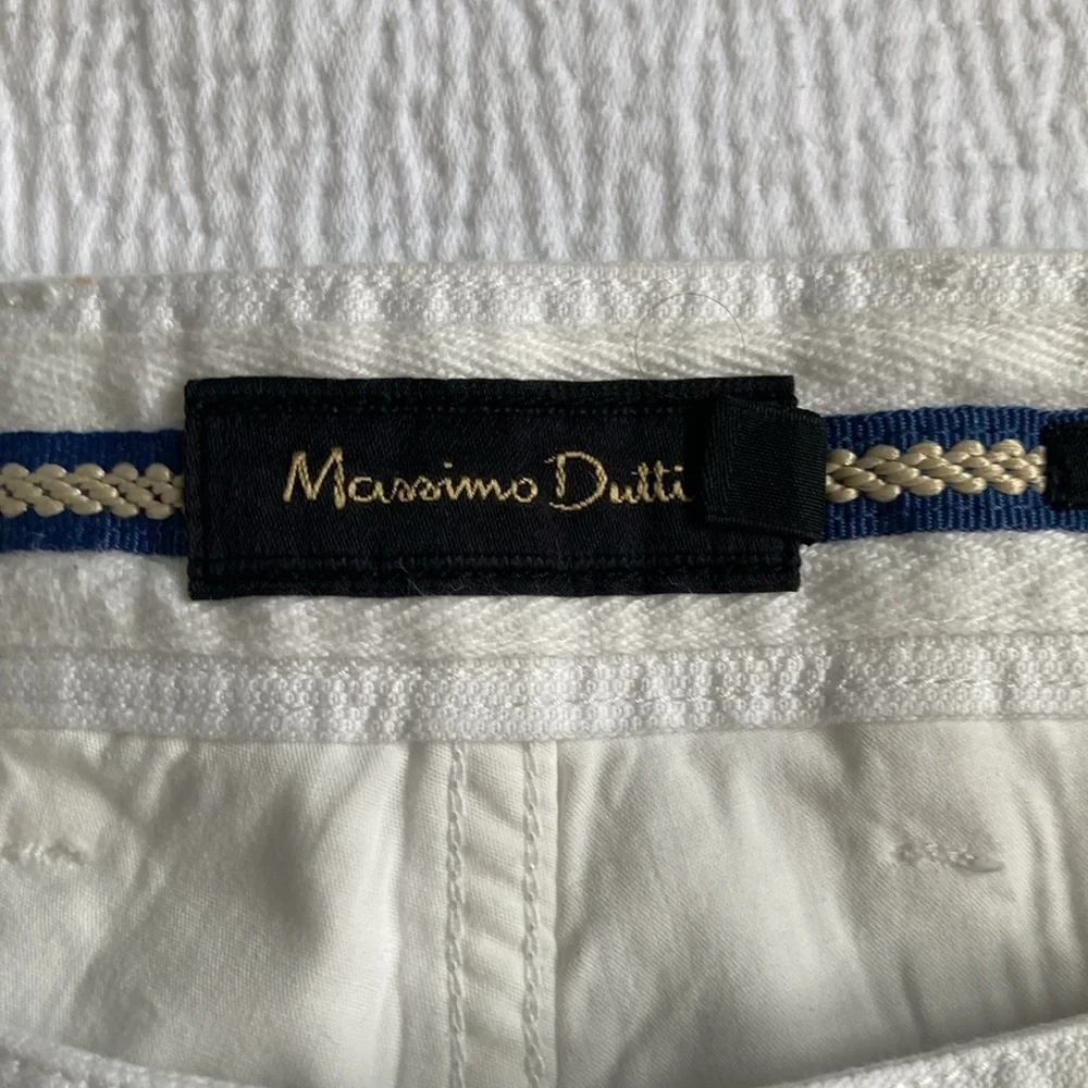 Massimo Dutti White Trousers with Blue Accent - Picture 3 of 4